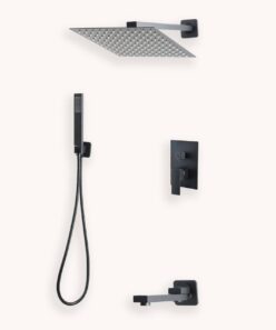 Matte black wall-mounted shower system