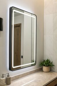 LED Bathroom Mirror - black-framed